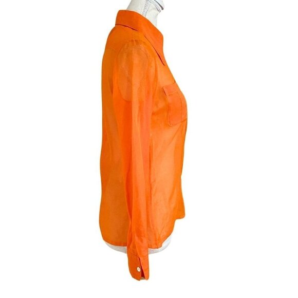 FRANCK OLIVIER PARIS ORANGE SHEER BUTTON DOWN SHIRT - 4 - Picture 2 of 8